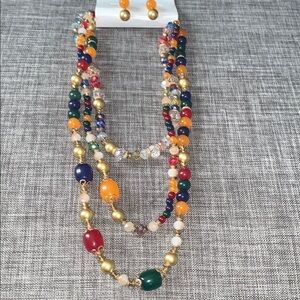 Multicolor Beaded Necklace and Earring Set